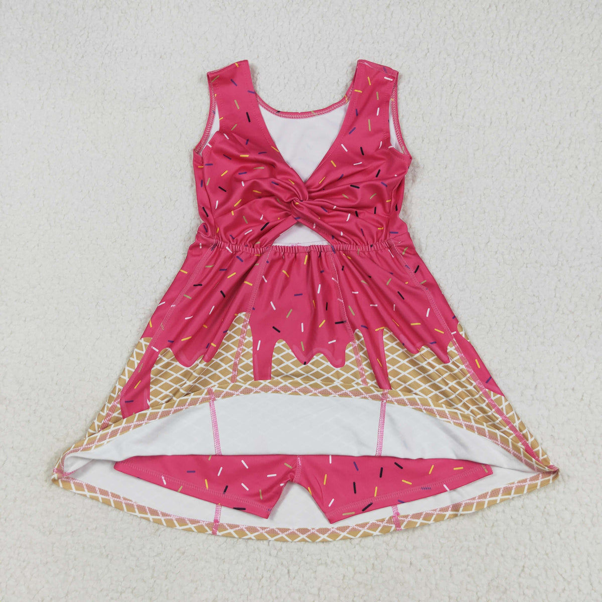 Sibling Baby Girls Ice-cream Drip Yoga Skort Knee Length Dresses