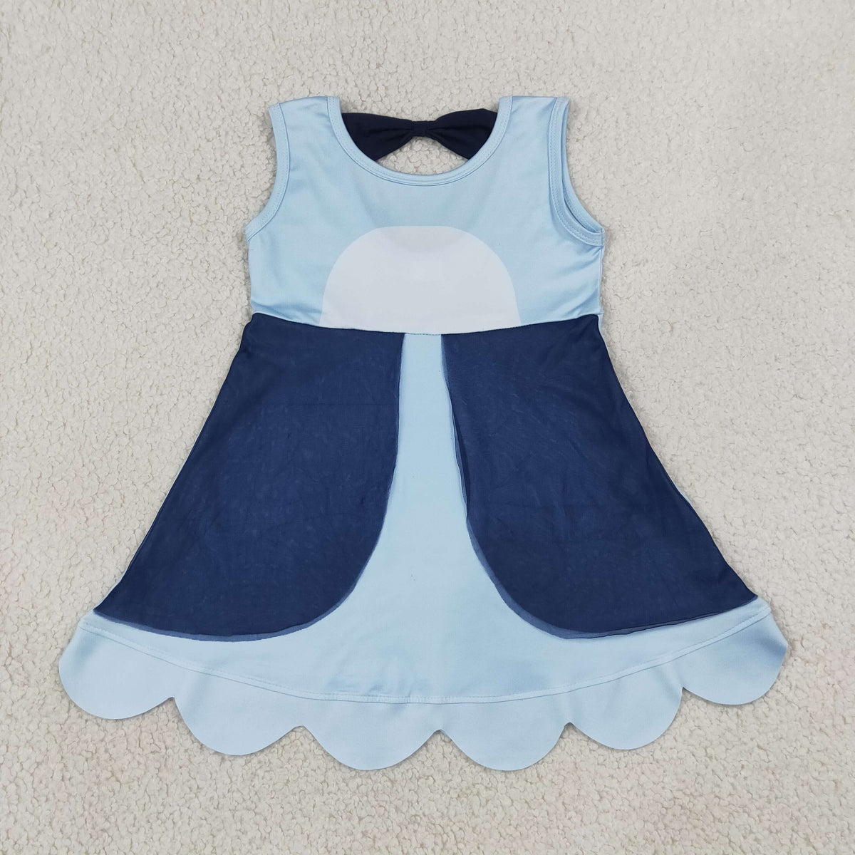 Sibling Baby Girls Sleeveless Cartoon Scallop Knee Length Dresses