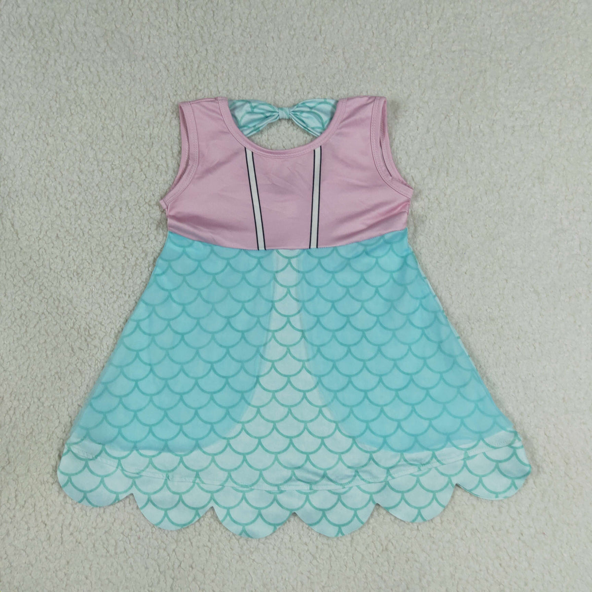 Sibling Baby Girls Sleeveless Cartoon Scallop Knee Length Dresses