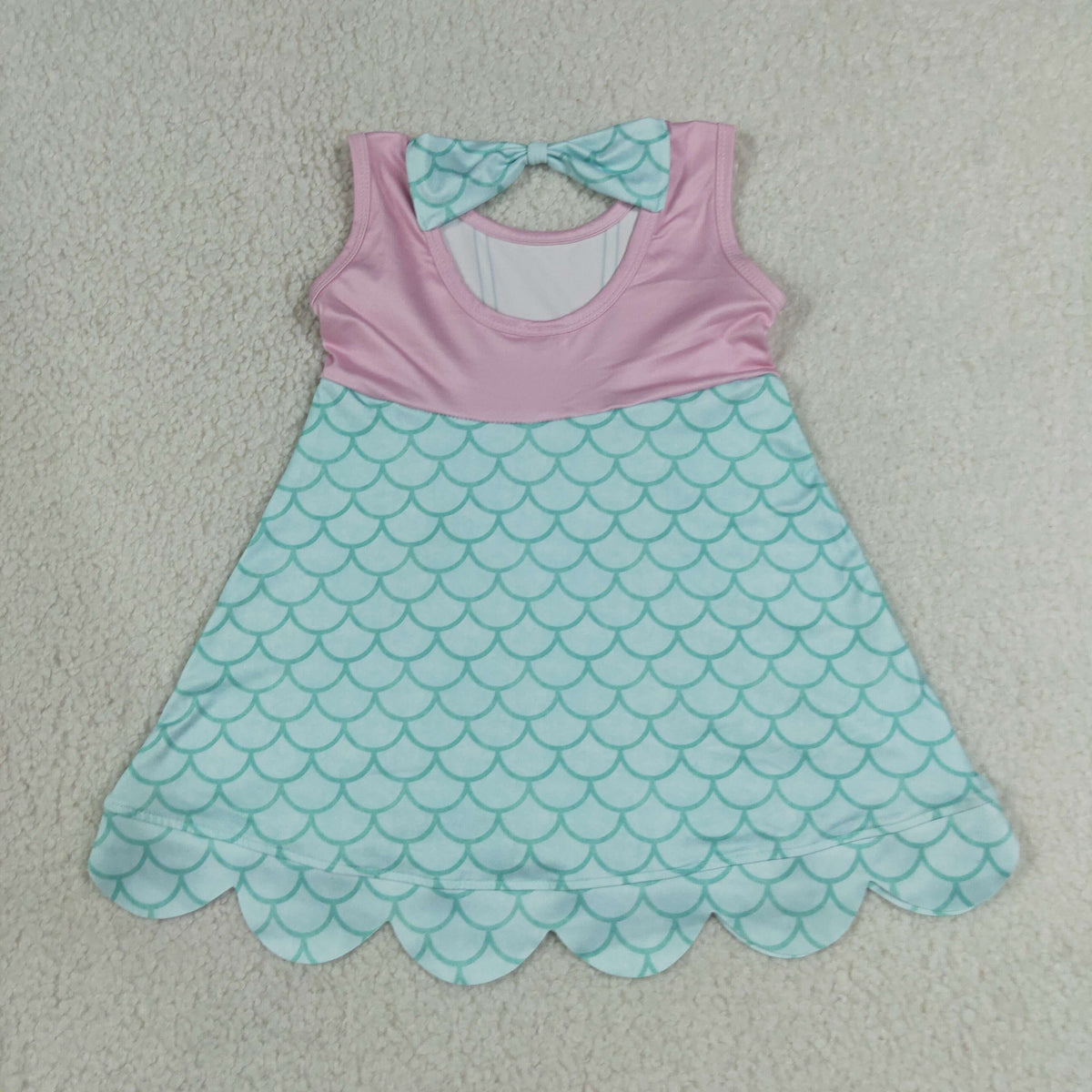 Sibling Baby Girls Sleeveless Cartoon Scallop Knee Length Dresses