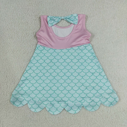 Sibling Baby Girls Sleeveless Cartoon Scallop Knee Length Dresses