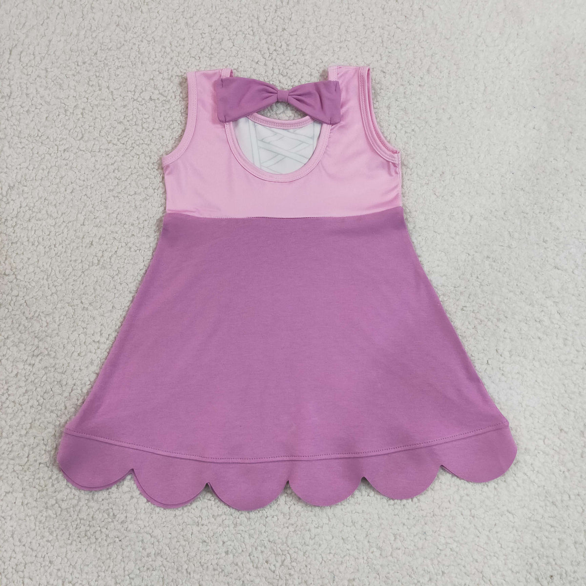Sibling Baby Girls Sleeveless Cartoon Scallop Knee Length Dresses