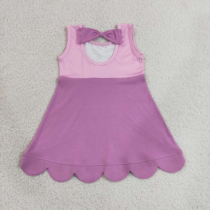 Sibling Baby Girls Sleeveless Cartoon Scallop Knee Length Dresses
