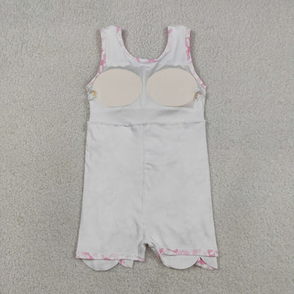 Sibling Baby Girls Flowers Bows Yoga Active Short Scallop Knee Length Dresses