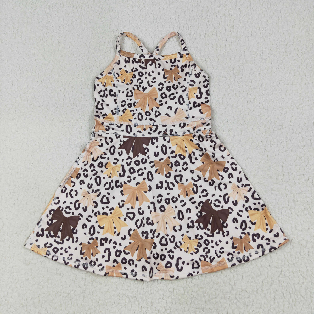 Sibling 3 Colors Baby Girls Colorful Leopard Shorts Yoga Active Knee Length Dresses