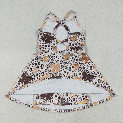 Sibling 3 Colors Baby Girls Colorful Leopard Shorts Yoga Active Knee Length Dresses