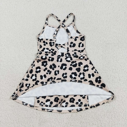 Sibling 3 Colors Baby Girls Colorful Leopard Shorts Yoga Active Knee Length Dresses
