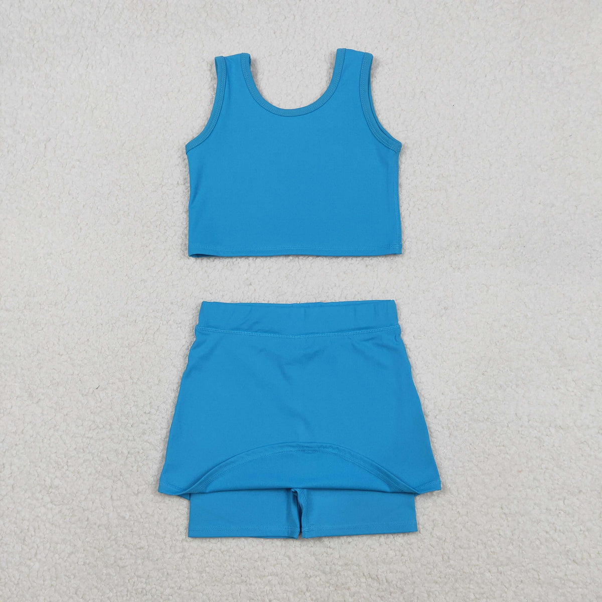 Sibling Baby Girls Pink Blue Sleeveless Vest Skirt Shorts Yoga Active Clothes Sets