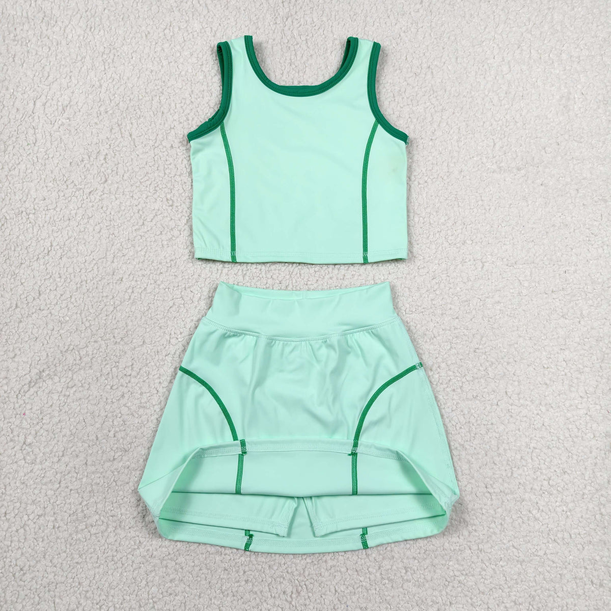 Sibling Baby Girls Sleeveless Vest Top Skirt Short Yoga Active Sport Clothes Sets