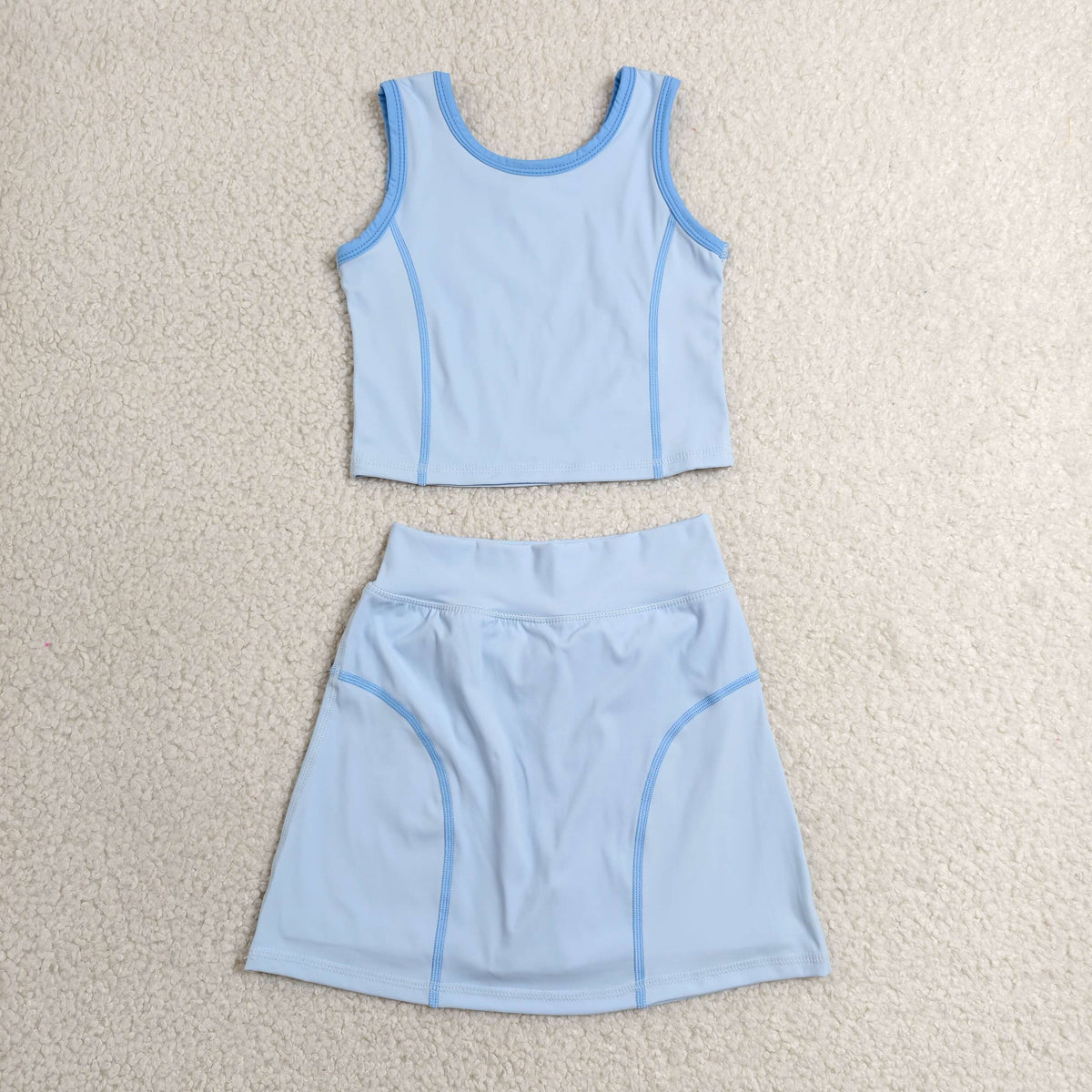 Sibling Baby Girls Sleeveless Vest Top Skirt Short Yoga Active Sport Clothes Sets