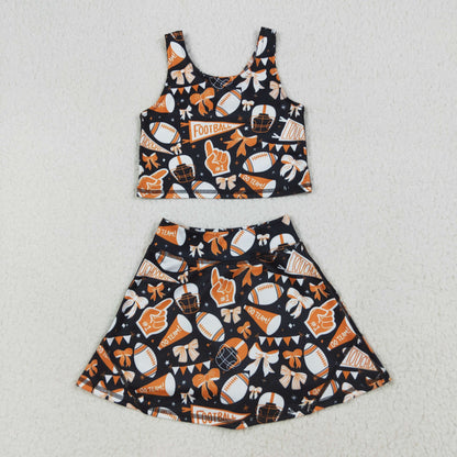 Sibling Baby Girls Sleeveless Bows Cheer Plaid Yoga Athletic Skorts Team Sets Knee Length Dress