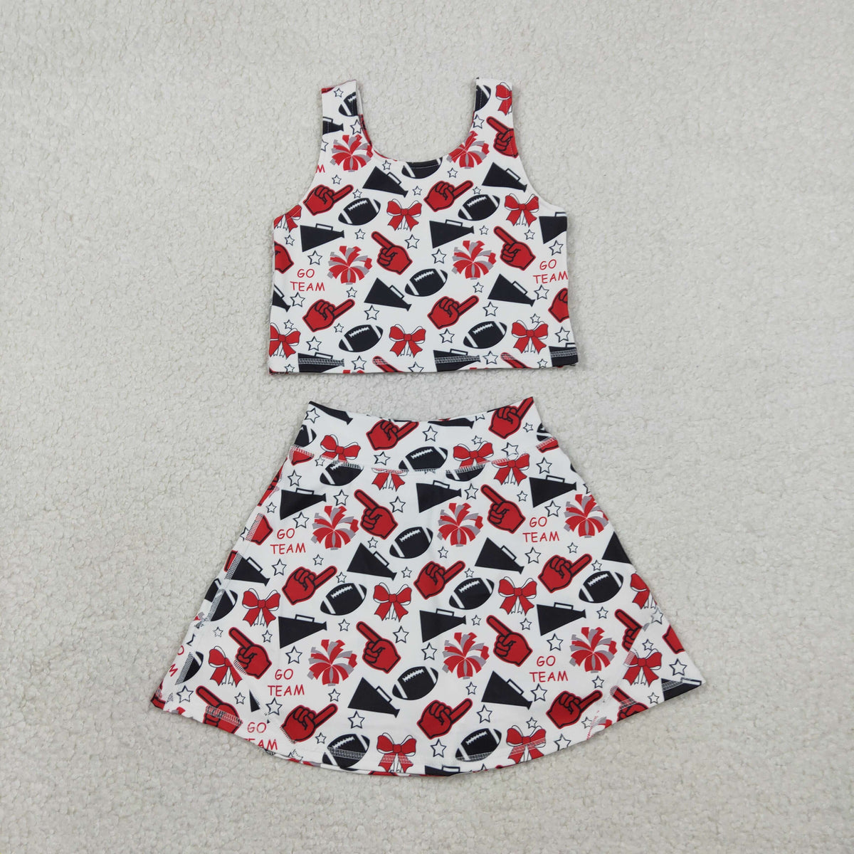 Sibling Baby Girls Go Team Football Cheer Bows Skorts Yoga Active Set Pajamas Sets
