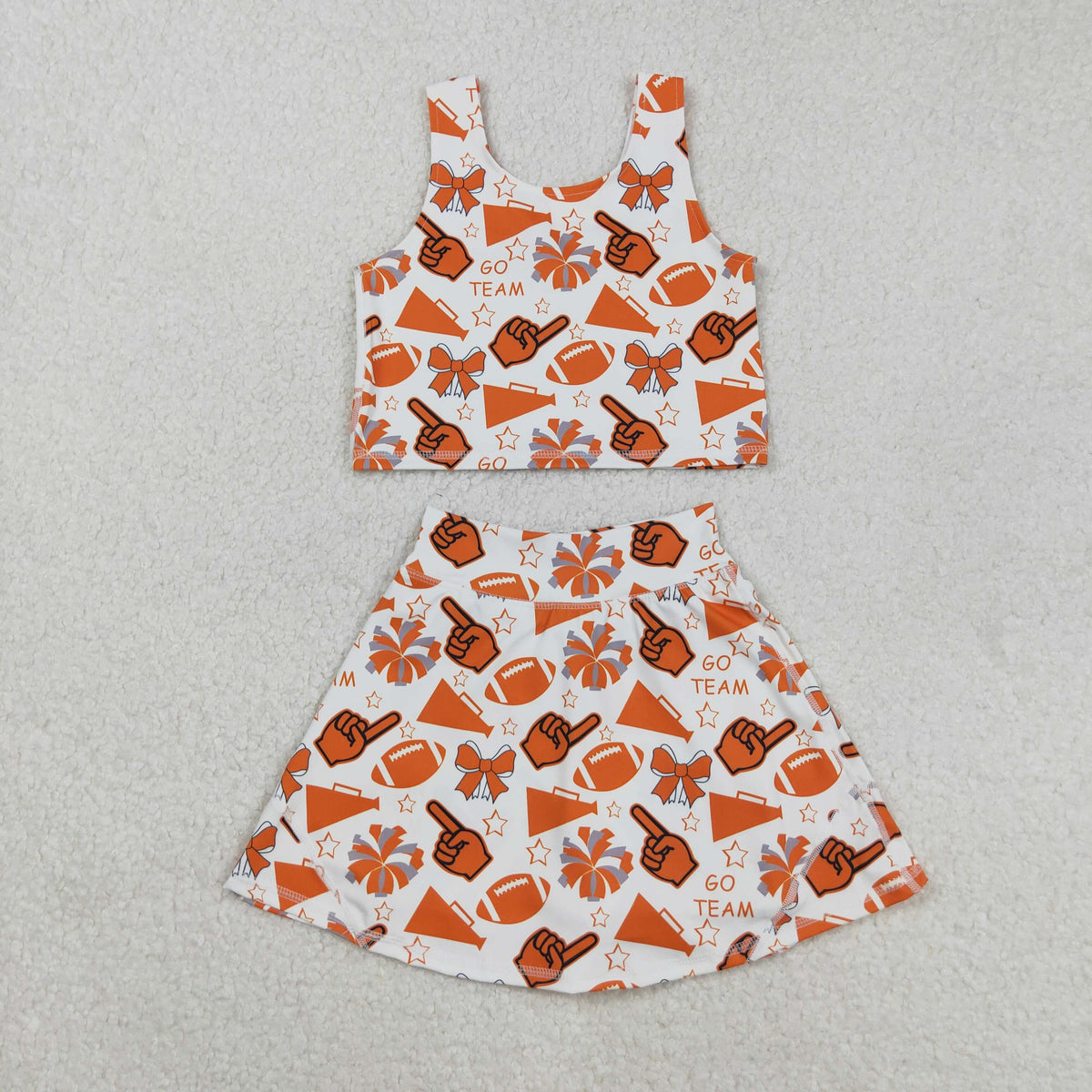 Sibling Baby Girls Go Team Football Cheer Bows Skorts Yoga Active Set Pajamas Sets