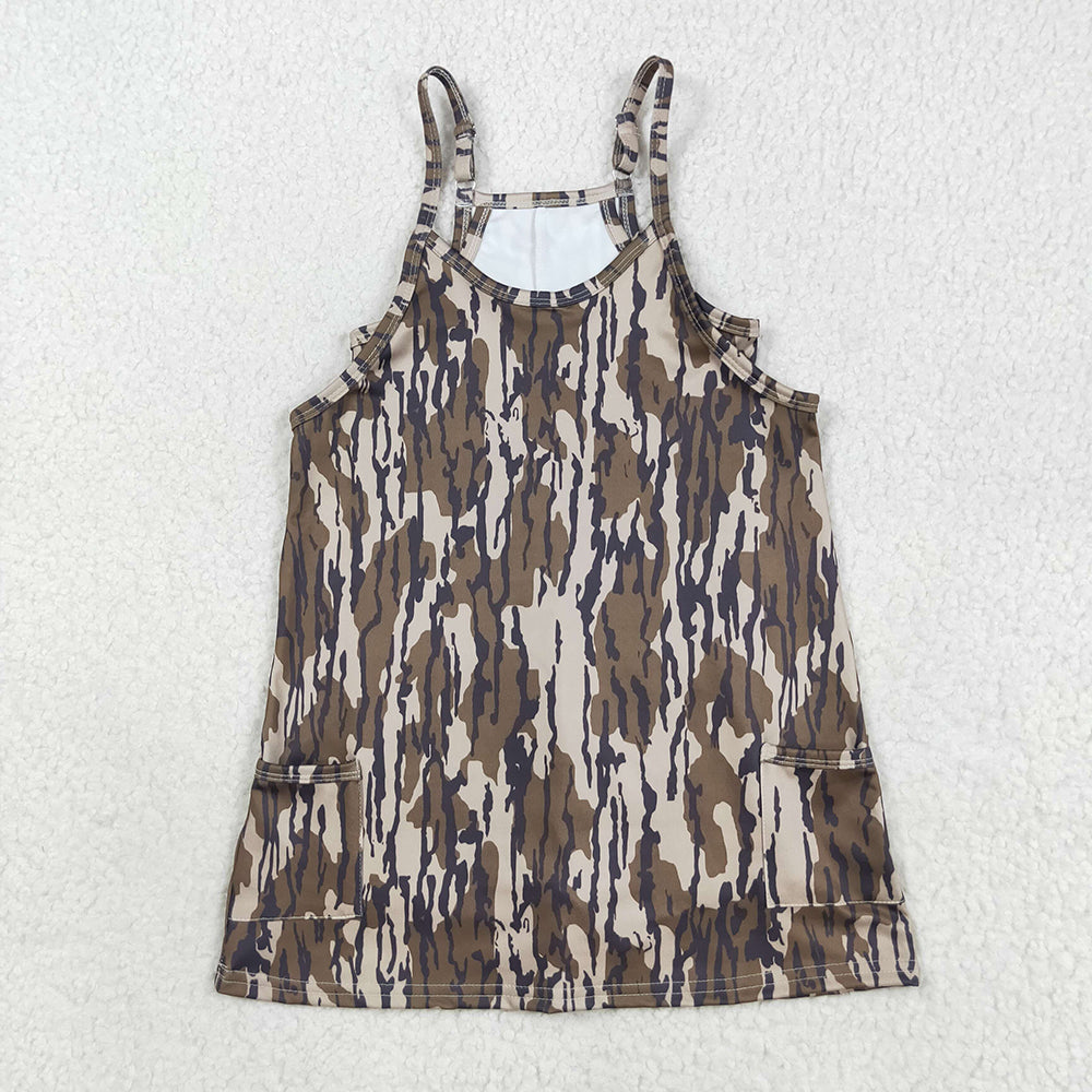 Mama And Me Strap Camo Pockets Yoga Shorts Dresses