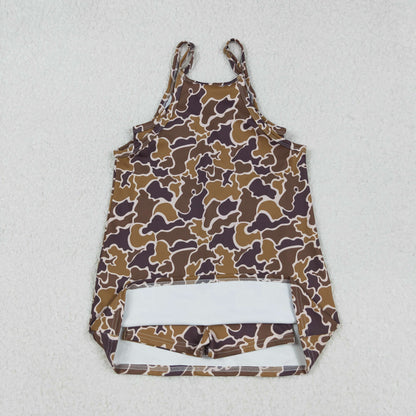 Mama And Me Strap Camo Pockets Yoga Shorts Dresses