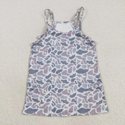 Mama And Me Strap Gray Camo Pockets Yoga Shorts Dresses