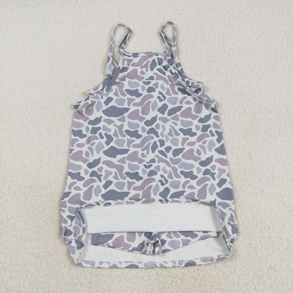 Mama And Me Strap Gray Camo Pockets Yoga Shorts Dresses