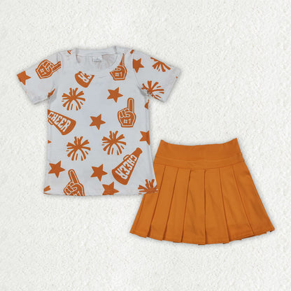 Sibling Baby Girls Cheer Plaid Shirts Top Yoga Skorts Team Sets