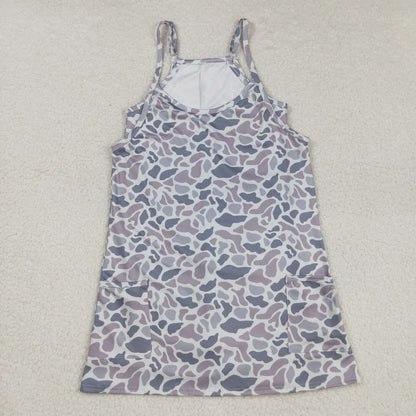 Sibling Adult Women Strap Western Camo Pockets Yoga Active Shorts Dresses