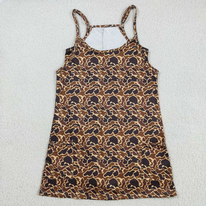 Sibling Adult Women Strap Western Camo Pockets Yoga Active Shorts Dresses