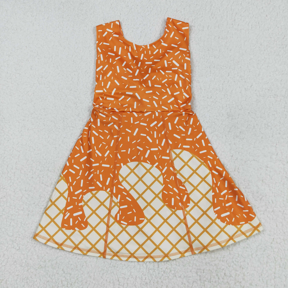 Sibling Baby Kids Orange Drip Team Hoodies Top Yoga Short Knee Length Dresses