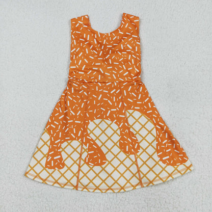 Sibling Baby Kids Orange Drip Team Hoodies Top Yoga Short Knee Length Dresses