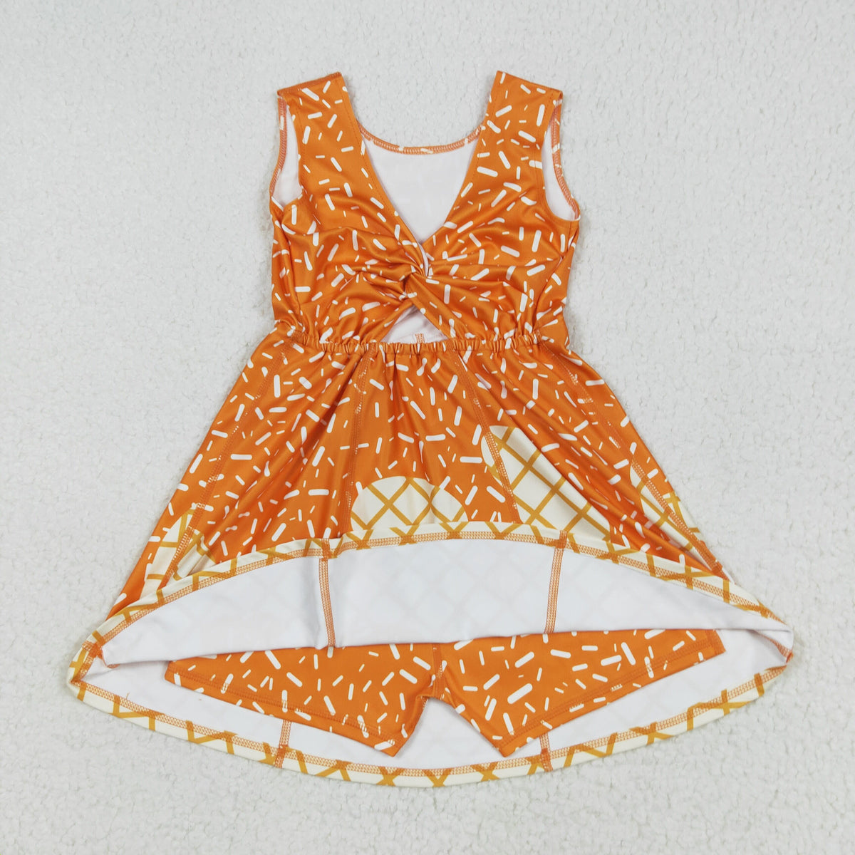 Sibling Baby Kids Orange Drip Team Hoodies Top Yoga Short Knee Length Dresses