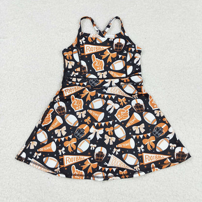 Sibling Baby Girls Sleeveless Bows Cheer Plaid Yoga Athletic Skorts Team Sets Knee Length Dress