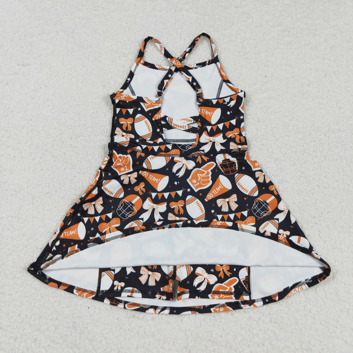 Sibling 3 Colors Baby Girls Bows Footballs Go Team Shorts Yoga Active Knee Length Dresses