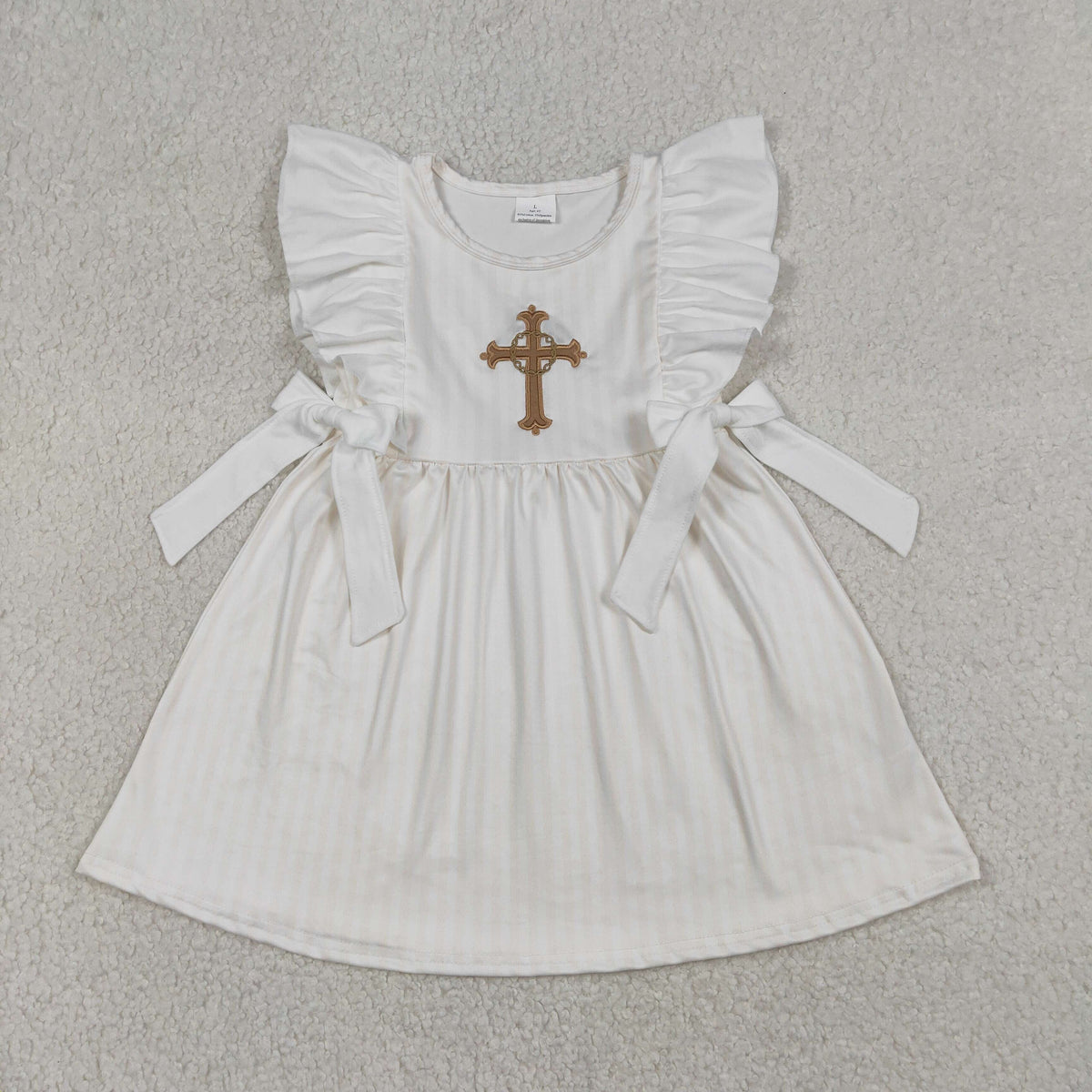Sibling Baby Girls Embroidery Cross Easter Knee Length Dresses Rompers