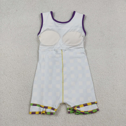 Sibling Baby Girls Mardigras Checked Yoga Active Shorts Knee Length Dress Skorts Clothes Sets