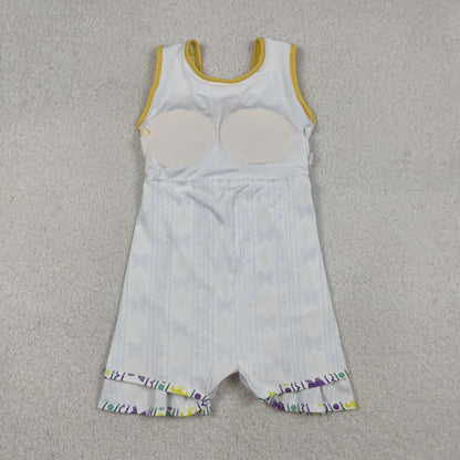 Sibling Baby Girls Mardigras Bows Anchors Stripe Yoga Active Shorts Knee Length Dress Skorts Clothes Sets