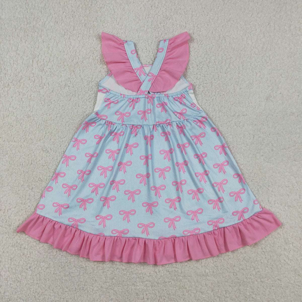 Sibling Mama's Girls Strap Bows Ruffle Knee Length Dress Bummies Tunic Rompers