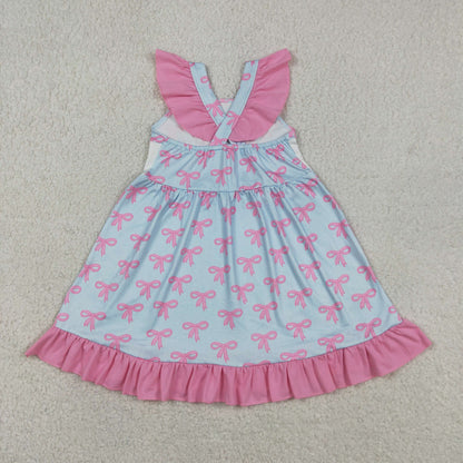Sibling Mama's Girls Strap Bows Ruffle Knee Length Dress Bummies Tunic Rompers