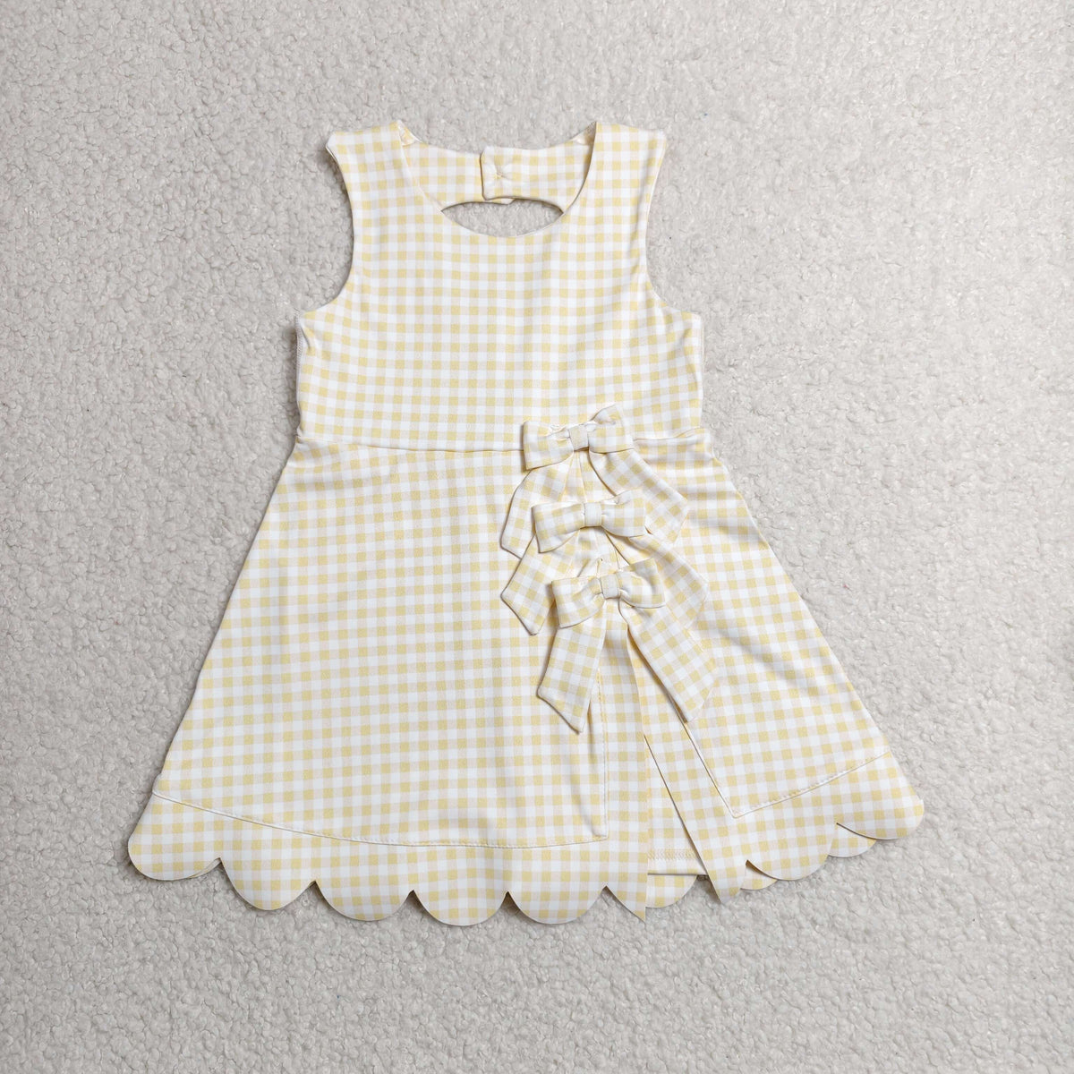 Sibling Baby Girls Bows Yoga Active Shorts Scallop Knee Length Dresses