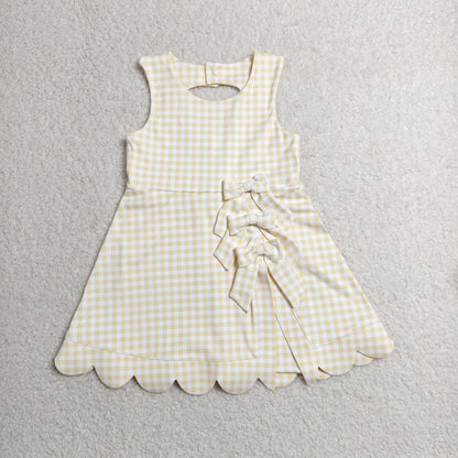 Sibling Baby Girls Bows Yoga Active Shorts Scallop Knee Length Dresses