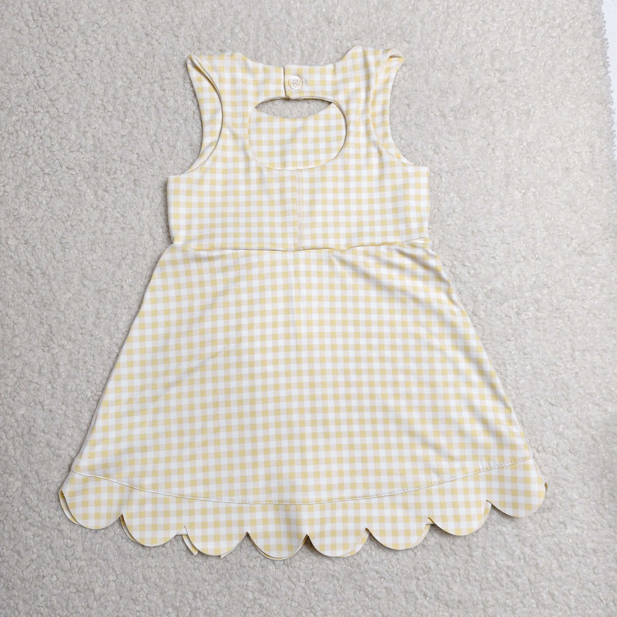 Sibling Baby Girls Bows Yoga Active Shorts Scallop Knee Length Dresses