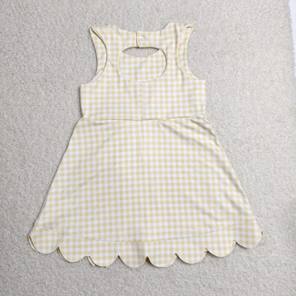 Sibling Baby Girls Bows Yoga Active Shorts Scallop Knee Length Dresses