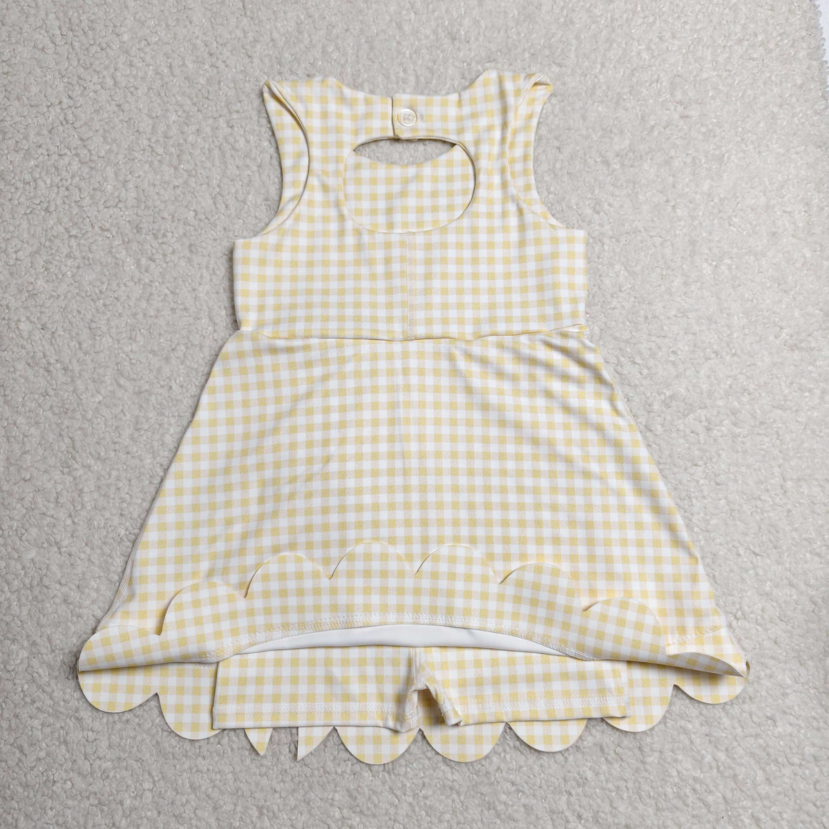 Sibling Baby Girls Bows Yoga Active Shorts Scallop Knee Length Dresses