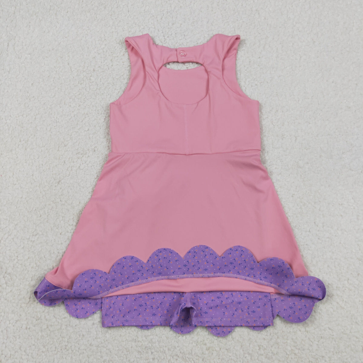 Sibling Baby Girls Bows Yoga Active Shorts Scallop Knee Length Dresses