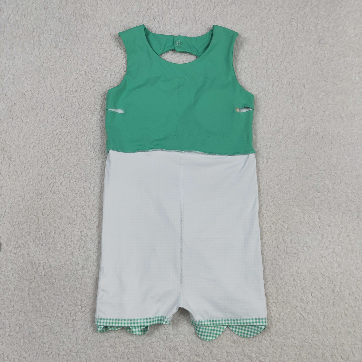 Sibling Baby Girls Green Checked Scallop Yoga Active Skirt Short Dress Clothes Sets