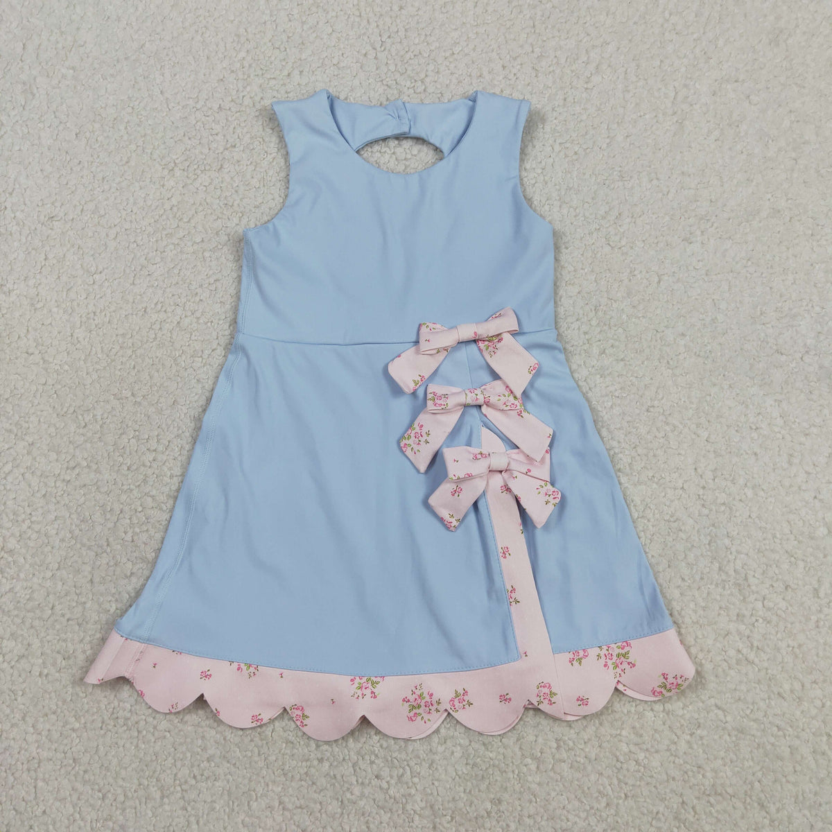 Sibling Baby Girls Bows Yoga Active Shorts Scallop Knee Length Dresses