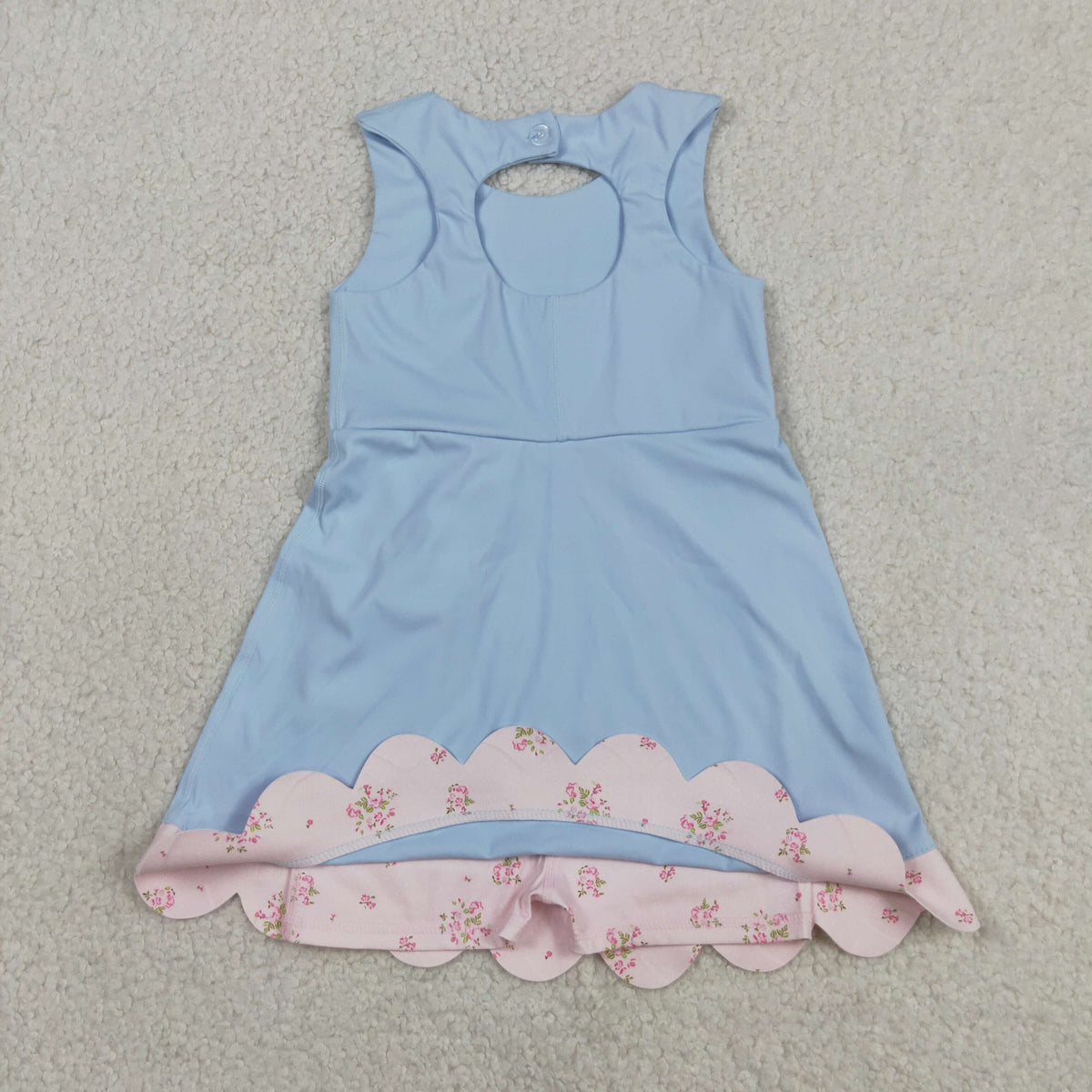 Sibling Baby Girls Bows Yoga Active Shorts Scallop Knee Length Dresses