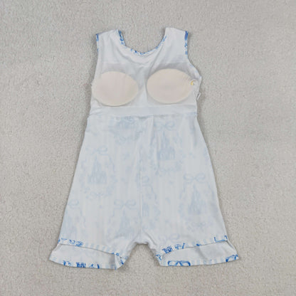 Sibling Baby Girls Sleeveless Bows Castles Yoga Active Shorts Knee Length Dresses