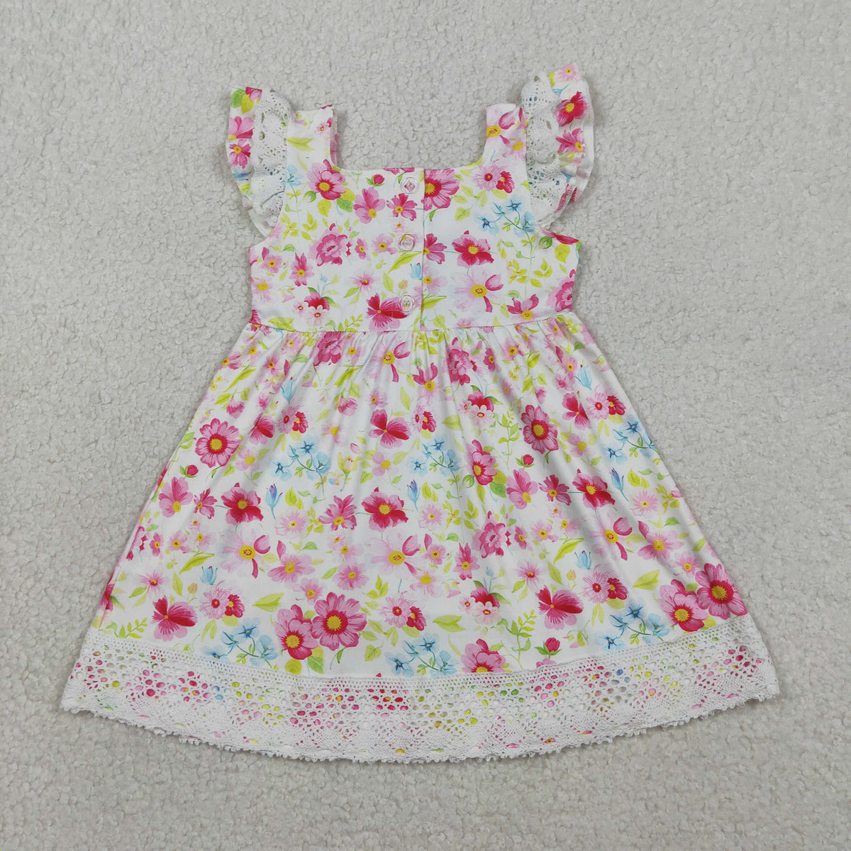 Sibling Baby Girls Smocked Floral Crosses Easter Knee Length Dresses