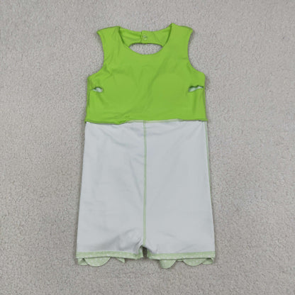 GSD3316 Baby Girls Light Green Sleeveless Yoga Active Short Bows Scallop Dress