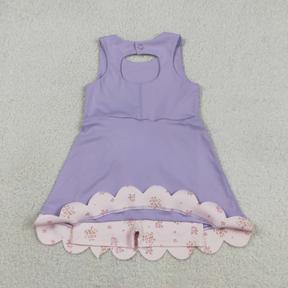 Sibling Baby Girls Bows Yoga Active Shorts Scallop Knee Length Dresses