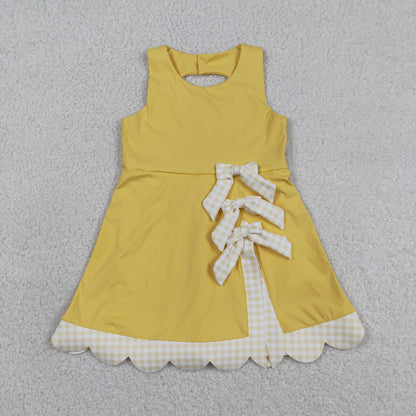 Sibling Baby Girls Bows Yoga Active Shorts Scallop Knee Length Dresses