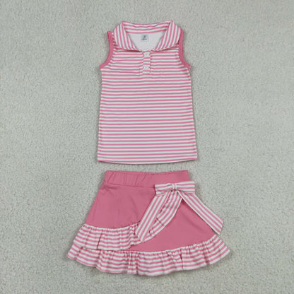 Sibling Baby Girls Bows Checked Button Vests Ruffle Skirt Shorts Yoga Active Clothes Sets