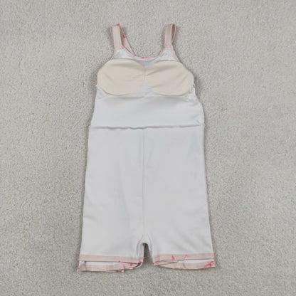 Sibling Baby Girls Strap Bows Flowers Yoga Active Shorts Knee Length Dresses